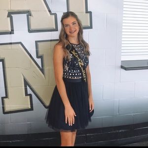 Navy, two-piece prom/homecoming dress